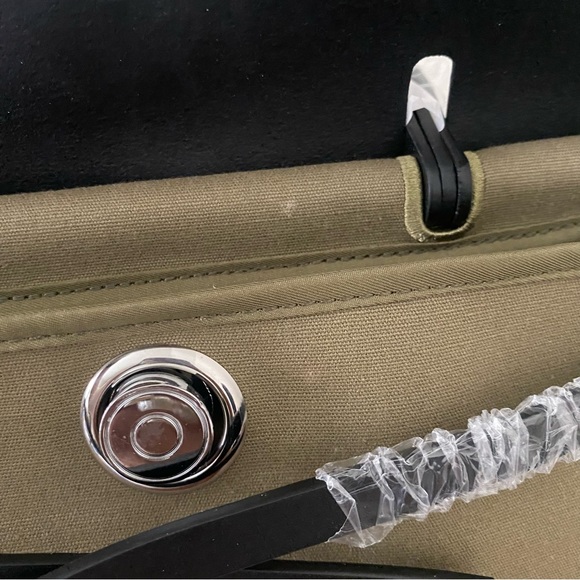 Black Olive Green Canvas Leather 31 CM Bag Convertible Crossbody Satchel B9 - Picture 16 of 16